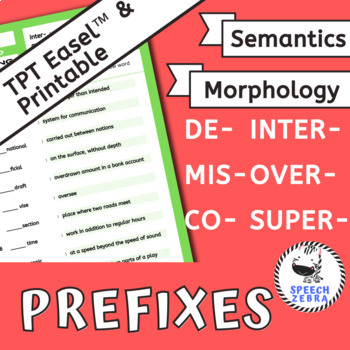 Preview of PREFIX Word Building Worksheets for Morphology and Semantics | Part 2 of 3