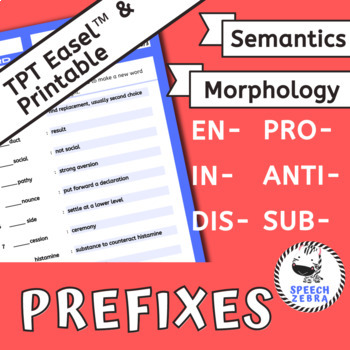 Preview of PREFIX Word Building Worksheets for Morphology and Semantics | Part 3 of 3