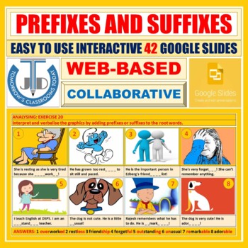 Preview of PREFIXES AND SUFFIXES: 42 GOOGLE SLIDES