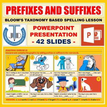 Preview of PREFIXES AND SUFFIXES: POWERPOINT PRESENTATION - 42 SLIDES