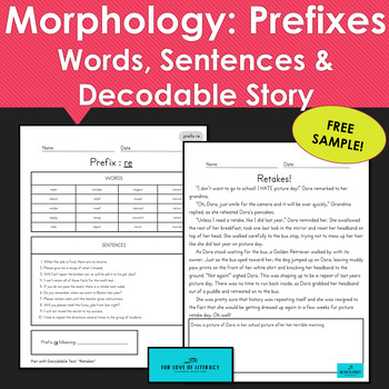 Preview of PREFIXES Morphology Lesson & Decodable | Advanced Phonics FREEBIE