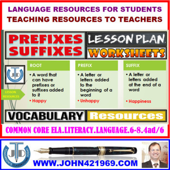 Preview of PREFIXES AND SUFFIXES: UNIT LESSON PLAN AND RESOURCES