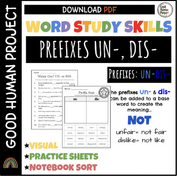 Preview of Prefixes dis- un- | Prefixes Meaning Not | Word Study | Phonics | Spelling