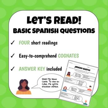 Preview of PREGUNTAS BASICOS | Basic Spanish Questions | Reading activity