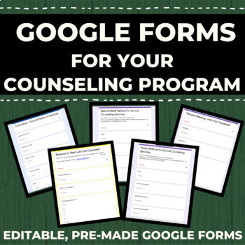 Preview of PREMADE Editable Google Forms for Counseling Program - BUNDLE