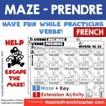 Preview of PRENDRE French Verb Game -grammar/conjugation game (MAZE) DIGITAL + PRINT
