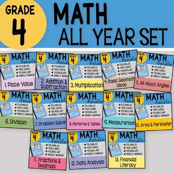 Preview of Math Doodle - 4th Grade Math Interactive Notebook Bundle ~ ALL YEAR SET ~ Notes