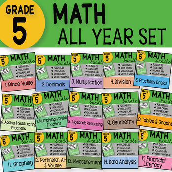 Preview of Math Doodle - 5th Grade Math Interactive Notebook Bundle ~ ALL YEAR SET ~ Notes