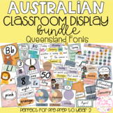 Neutral Australian Classroom Display Bundle - QUEENSLAND FONTS