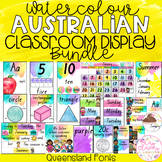 Watercolour Australian Classroom Display Bundle - Queensland Font