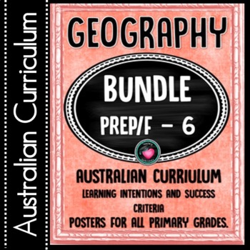 Preview of PREP/Foundation to YEAR 6 - GEOGRAPHY Learning INTENTIONS BUNDLE.