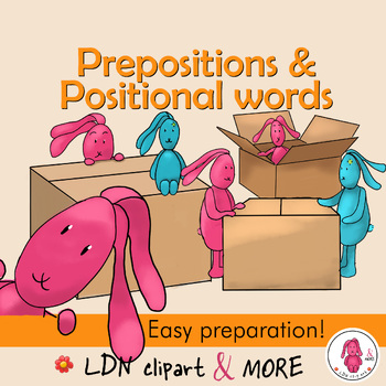 Preview of PREPOSITION AND POSITIONAL language words (flash) cards, print & go!