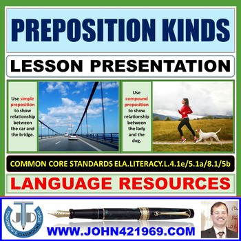 Preview of PREPOSITION KINDS LESSON PRESENTATION