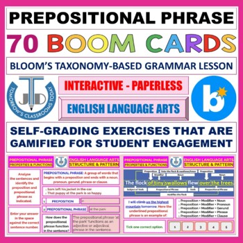 Preview of PREPOSITIONAL PHRASE - 70 BOOM CARDS