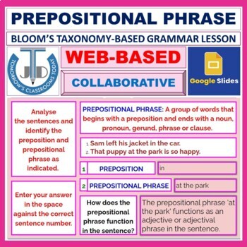 Preview of PREPOSITIONAL PHRASE - GOOGLE SLIDES