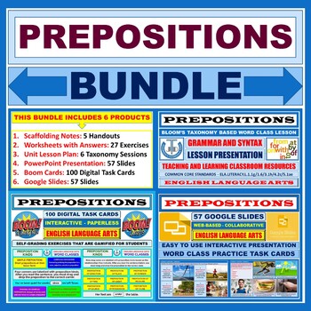 Preview of PREPOSITIONS: BLOOM'S TAXONOMY BASED - BUNDLE
