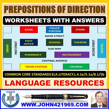 Preview of PREPOSITIONS OF DIRECTION WORKSHEETS WITH ANSWERS