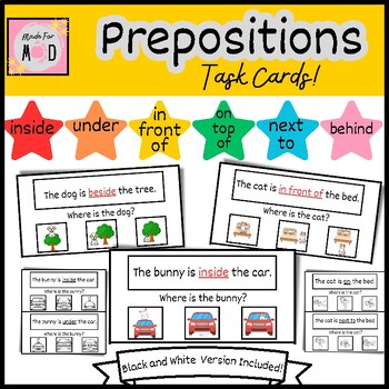 Preview of PREPOSITIONS Task Cards | Directional 'Where' WH Questions | Speech | SPED