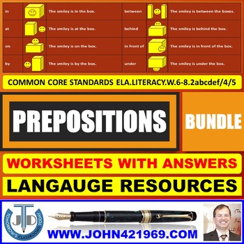 Preview of PREPOSITIONS: WORKSHEETS WITH ANSWERS - BUNDLE