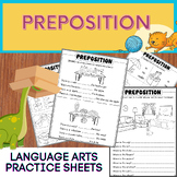 PREPOSITIONs practice sheets for 1st grade
