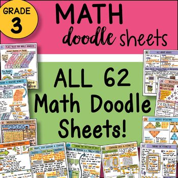 Preview of 3rd Grade Math Interactive Notebook Doodle Sheets ~ Engaging Notes w/ PPTs