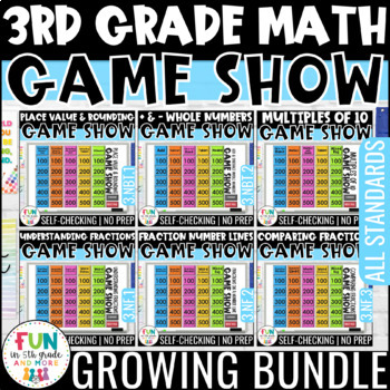Preview of 3rd Grade Math Game Show All Standards Bundle Math Test Prep Review Game