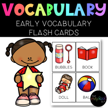 Preview of 224 Early Vocabulary Flash Cards for Preschool, Autism, SPED + Data Sheet