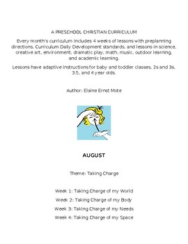 Preview of PRESCHOOL CHRISTIAN CURRICULUM August