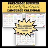 PRESCHOOL LANGUAGE HOMEWORK CALENDAR