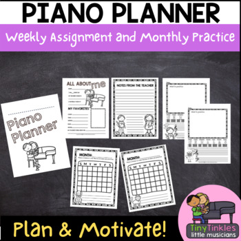 Preview of PRESCHOOL PIANO LESSONS Practice Planner Assignment Book Customizable