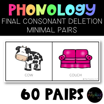 Preview of SPEECH THERAPY: Final Consonant Deletion FCD Minimal Pairs with Visual Cue