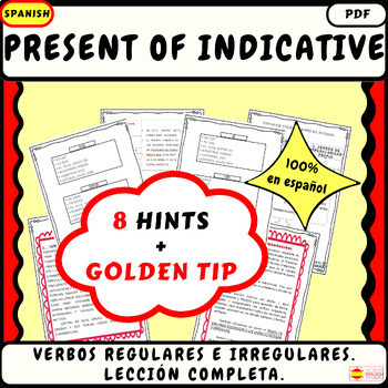 Preview of Spanish Present tense indicative | Comprehensive lesson All verbs Formas y usos