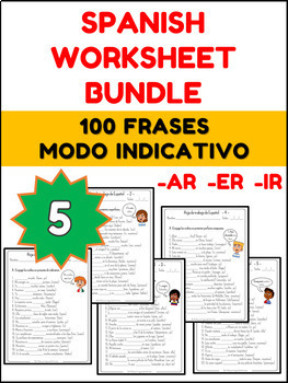 Preview of PRESENT, PAST AND FUTURE in Spanish - Indicative Exercises Bundle -  30% OFF