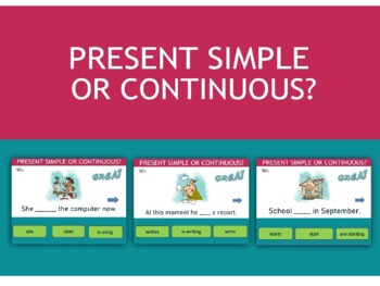 Preview of PRESENT SIMPLE OR CONTINUOUS. PowerPoint Presentation - Distance learning