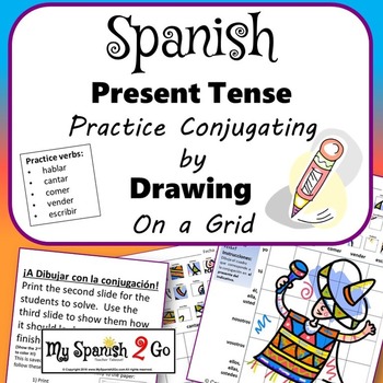 Preview of PRESENT TENSE SPANISH REG AR/ER/IR VERBS Draw on Grid for the Conjugation