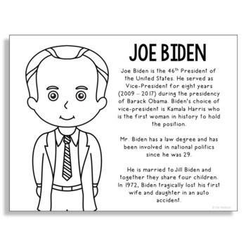 Preview of PRESIDENT JOE BIDEN Coloring Page Craft Activity | President's Day Printable