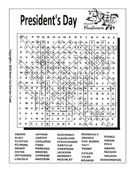 PRESIDENT'S DAY WORD SEARCH - U.S. PRESIDENTS WORDSEARCH ACTIVITY