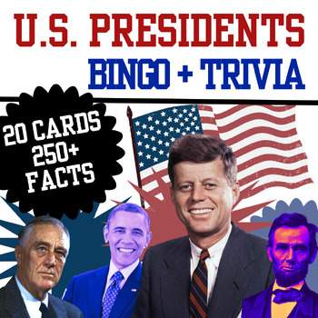 Preview of PRESIDENTIAL BINGO + Trivia! Over 250 facts + 20 Bingo cards!