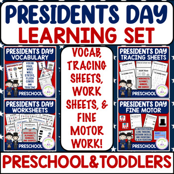 Preview of PRESIDENTS DAY Activity Set for Preschool and Toddlers | fine motor math work