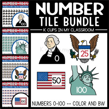 Preview of PRESIDENTS DAY Clipart BUNDLE Number Tiles Clipart 0-100