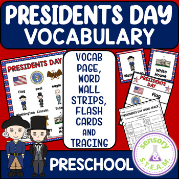 Preview of PRESIDENTS DAY VOCABULARY PAGE FREEBIE word wall pocket charts tracing sheet