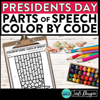Preview of PRESIDENTS' DAY color by code president coloring page PARTS OF SPEECH worksheet