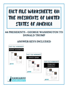 Preview of PRESIDENTS OF USA - Fact File Worksheets - Research Sheets