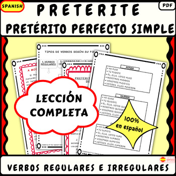 Preview of Spanish Preterite Lesson Pretérito perfecto simple Todos los verbos
