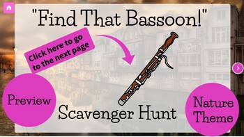 Preview of PREVIEW- Bassoon Digital Scavenger Hunt- Nature Themed- Music Game-Sub Friendly