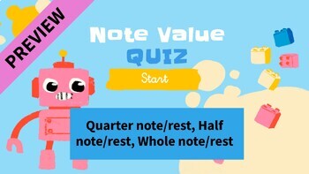 Preview of PREVIEW- Note Value Game Quiz, Toy Themed, 10 Questions