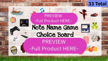 Preview of PREVIEW-Virtual/Digital Choice Board- Note Name Games- 33 Total- Lines & Spaces