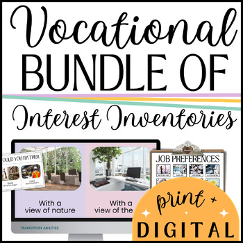 Preview of VOCATIONAL Interest Inventory BUNDLE | Job Skills | High School Special Ed