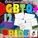 PRIDE - 12 Community Flags for coloring, create your own b