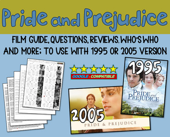 Preview of PRIDE AND PREJUDICE Film Guide: Slides, Printable Movie Questions, Answer Keys